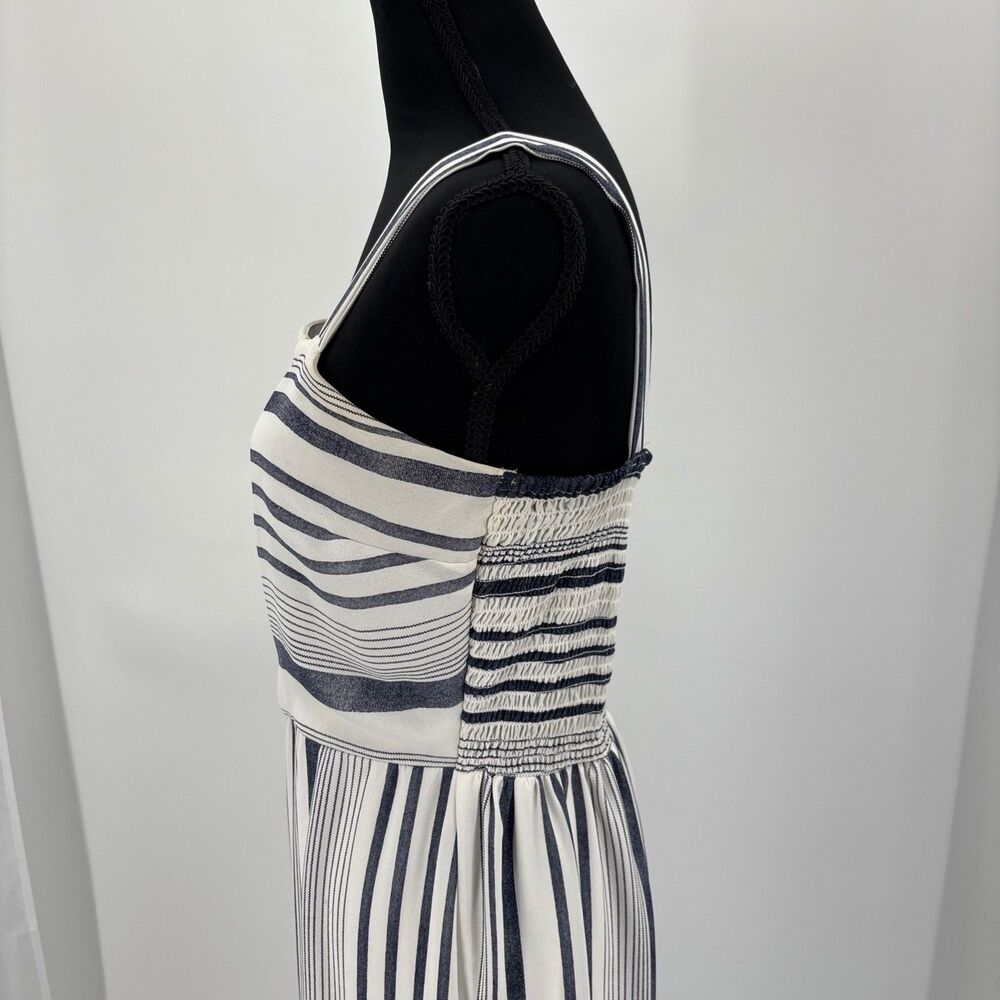 Japna navy Striped Sleeveless Smocked wide leg Jumpsuit M‎ coastal beach Resort - Picture 4 of 8